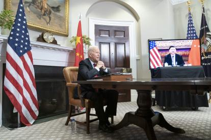 Joe Biden y Xi Jinping en un encuentro telemático en noviembre de 2021.