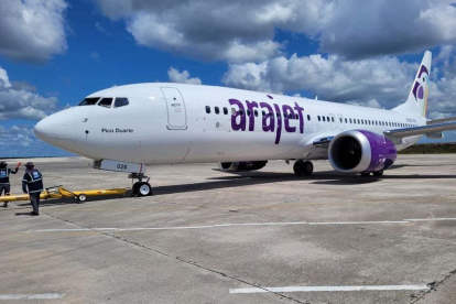 Transporte.- Uno de los aviones de la empresa Arajet.