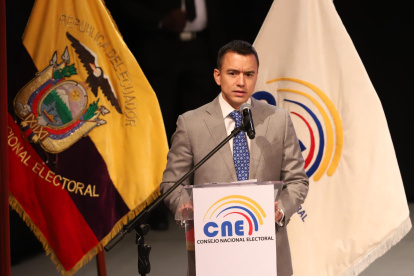 Daniel Noboa en su discurso tras recibir credenciales como presidente de Ecuador.