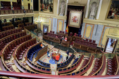 El hemiciclo del Congreso de los Diputados, en Madrid, donde hasta este jueves 16 de noviembre de 2023 se desarrolla el debate de investidura de Pedro Sánchez.