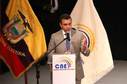 Evento. El primer discurso como presidente electo con credenciales de Noboa duró algo más de siete minutos.