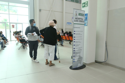 Afiliados y familiares acuden por atención médica a una unidad hospitalaria del IESS en Guayaquil.