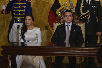 El presidente Daniel Noboa durante la ceremonia.