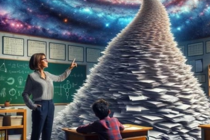 Un usuario de TikTok le pidió a la inteligencia artificial que cree una imagen de una profesora dándole mucha tarea a un alumno