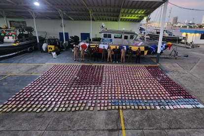 El material incautado por los guardacostas en una zona de Cartagena.