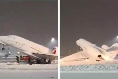 Avión congelado en Múnich - La grabación se volvió viral