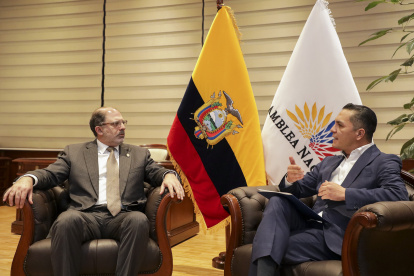 El presidente de la Asamblea Nacional, Henry Kronfle, junto con el titular de la Judicatura, Wilman Terán, en una reciente reunión.