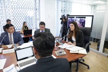 La asambleísta Valentina Centeno, jefa de bancada del bloque oficialista ADN.