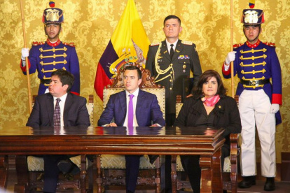 El presidente Daniel Noboa durante la ceremonia de posesión de gobernadores efectuada el 4 de diciembre pasado.
