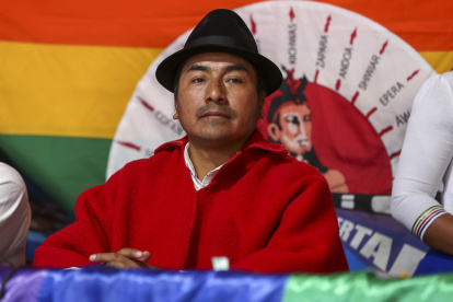 El presidente de la Confederación de Nacionalidades Indígenas de Ecuador (Conaie), Leonidas Iza, en una fotografía de archivo.