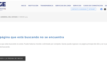 Al entrar al link que contenía los chats del caso Metástasis se puede leer que la página no ha sido encontrada.