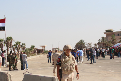 Soldados en el cruce de Nassib en la frontera sirio-jordana.
