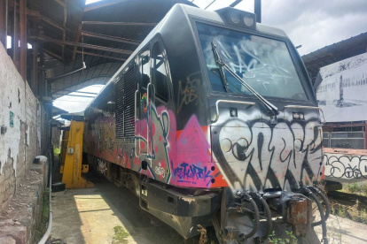 Abandono. Los trenes reposan  grafiteados y vandalizados.