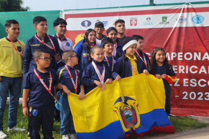 En la imagen, los ecuatorianos que obtuvieron medallas en el Campeonato Sudamericano Escolar Perú 2023.