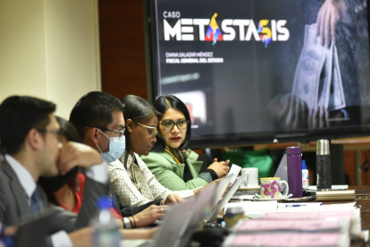 Audiencia. La fiscal Diana Salazar presentó los indicios en contra de Xavier Jordán, en el caso Metástasis.