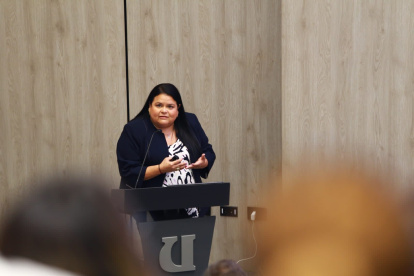 Actividad. La jueza constitucional Teresa Nuques en una exposición.
