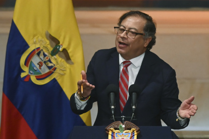 Fotografía de archivo en la que se registró al presidente de Colombia, Gustavo Petro, durante una alocución, en Bogotá (Colombia)