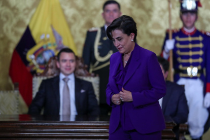 Fotografía de archivo en la que se registró a la ministra ecuatoriana de Relaciones Exteriores y Movilidad Humana, Gabriela Sommerfeld, en Quito (Ecuador).