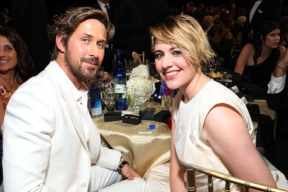 Evento. El actor Ryan Gosling junto a la directora de cine Greta Gerwig.