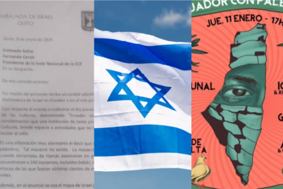 Carta de embajada de Israel y anuncio del evento "Ecuador con Palestina"
