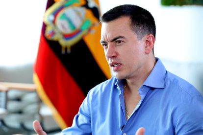 Un retrato del presidente Daniel Noboa, en una actividad oficial.