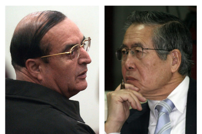 El ex asesor presidencial peruano Vladimiro Montesinos (i) y el ex presidente de Perú Alberto Fujimori (d).