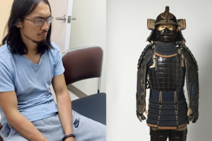El sujeto estaba vestido con un traje un tanto parecido al de los samuráis