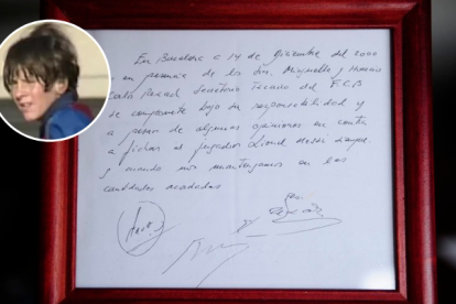 La servilleta donde se firmó el contrato cuando Lionel Messi tenía 13 años de edad.