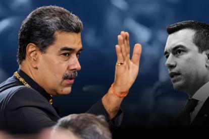 Ilustración sobre Nicolás Maduro y Daniel Noboa