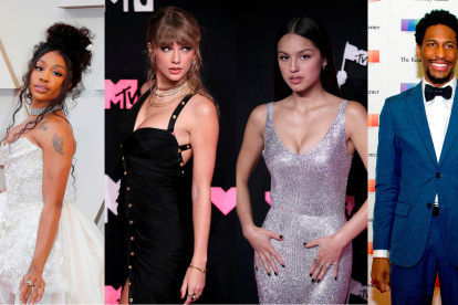 USA1920. LOS ÁNGELES (CA, EEUU), 03/02/2024.- Composición de cuatro fotografías de archivo donde aparecen los cantantes, desde la izquierda, SZA, Taylor Swift, Olivia Rodrigo y Jon Batiste que aspiran a ganar en el apartado de mejor canción, grabación y álbum del año. La 66 edición de los Grammy se llevará a cabo este domingo con grandes probabilidades de que Taylor Swift prolongue el éxito alcanzado en 2023 y con SZA como la cantante más nominada del encuentro, con nueve de candidaturas. EFE/E. Laurent/S. Yenesel/R. Sachs ARCHIVO