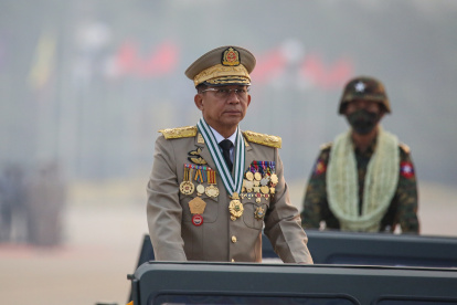 El líder de la junta militar, Min Aung Hlaing, en una de sus recientes apariciones públicas.