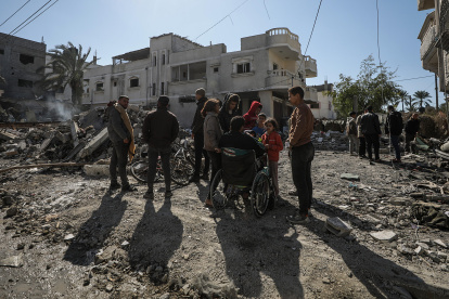 Imagen del 5 de febrero de una zona bombardeada por Israel en el sur de Gaza.