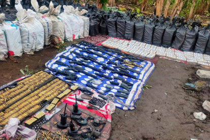 Material decomisado en una hacienda en Vinces, Los Ríos, el 21 de enero de 2024