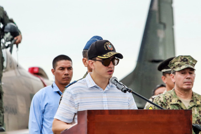 Visita. El presidente Daniel Noboa durante su visita e intervención en la provincia de Manabí.