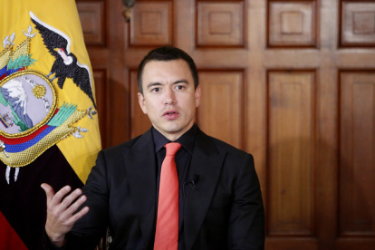 El presidente de la República, Daniel Noboa, durante la entrevista a RTS.