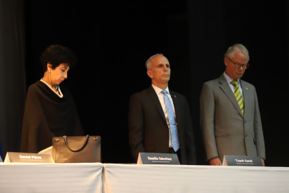 Saadia Sánchez, directora de la Oficina de la Unesco; Tzach Sarid, embajador de Israel en Ecuador; y Philipp Schauer, embajada de la República Alemana en Ecuador.