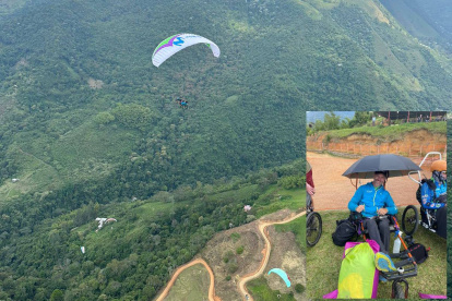 Zuko Carrasco demostró su habilidad en la práctica de parapente.