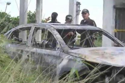 El carro en el que se encontraron los restos estaba incinerado, al igual que los cuerpos