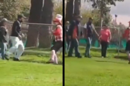 Imágenes del incidente entre funcionarios municipales y un payaso fue grabado en Quito.