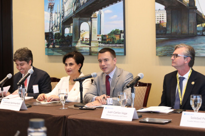 El presidente de la República, Daniel Noboa, en reunión con inversionistas, el pasado 1 de marzo de 2024