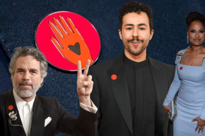 Reconocidos actores y actrices utilizaron esta insignia en su ropa durante la gala de entrega de premios