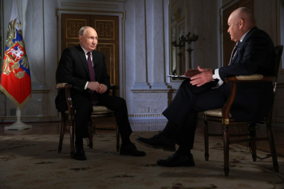 El presidente de Rusia, Vladímir Putin, durante una entrevista con la televisión estatal, el 11 de marzo.