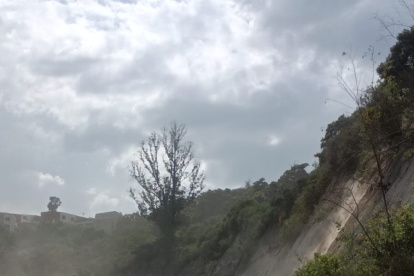 Trabajadores realizan trabajos de limpieza en la calzada.