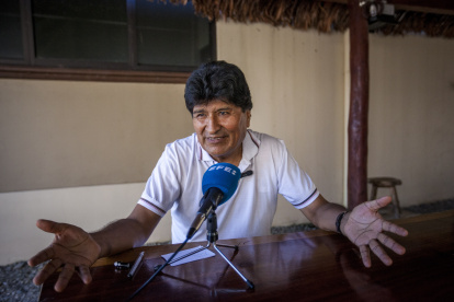 El expresidente de Bolivia Evo Morales (2006-2019), habla el 27 de marzo de 2024, en Villa Tunari.