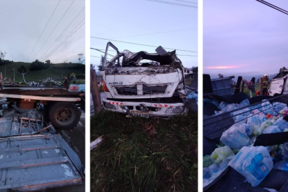 Fatal vuelco de un tráiler ocurrido a las 05:45 de este viernes 29 de marzo, en vía Panamericana, sector Mosquera del cantón Biblián.