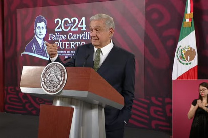 El presidente López Obrador durante su habitual conversación con medios de comunicación.
