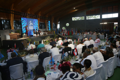 Vista general de la "Cumbre de Líderes del Pacífico 2024 por la Protección de los Océanos y el Desafío de la Contaminación del Plástico y Micropláticos de la Región" este miércoles, en Isla de Pascua, (Chile).