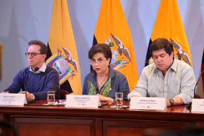 Gabriela Sommerfeld durante una declaración de prensa este 6 de abril de 2024.