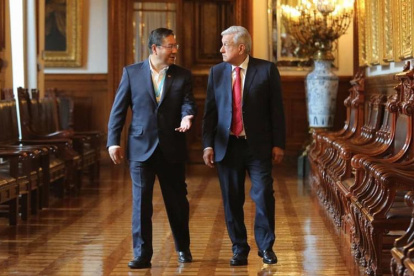 Luis Arce, presidente de Bolivia, junto a su par mexicano, Andrés Manuel López Obrador.
