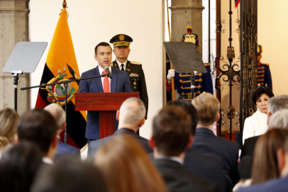 Daniel Noboa el 5 de abril en el Palacio de Carondelet.